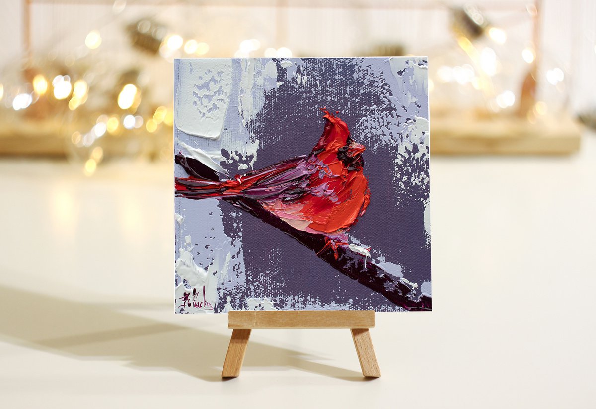Red cardinal painting by Bozhena Fuchs