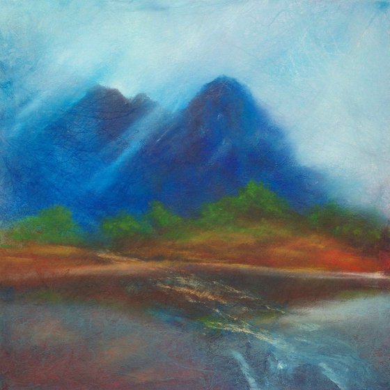 Glen Shiel, large framed Scottish mountain landscape painting