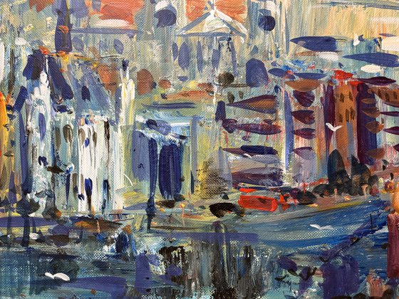 LONDON SUNRISE , abstract impressionist painting 70x100cm