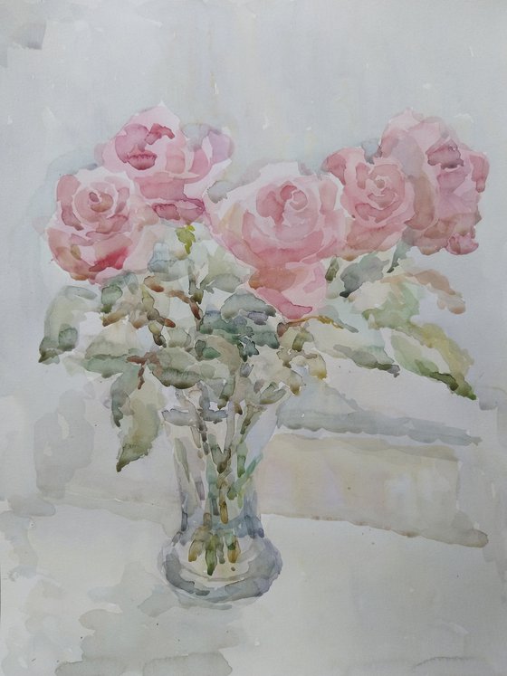 Roses. Original watercolour painting 2020