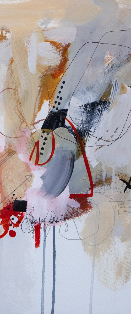 Cupidon est passé par ici - Original abstract painting on paper - One of a kind by Chantal Proulx