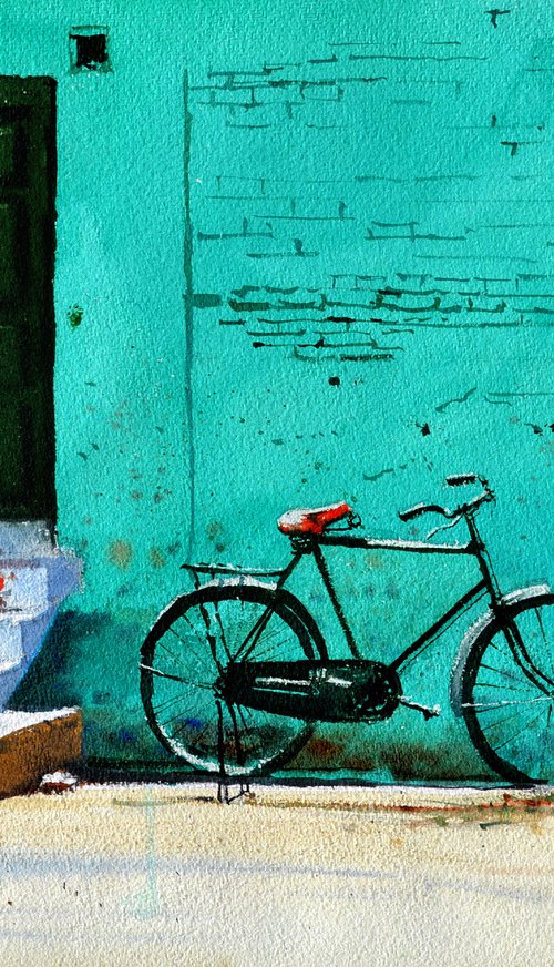 Turquoise wall by Ramesh Jhawar