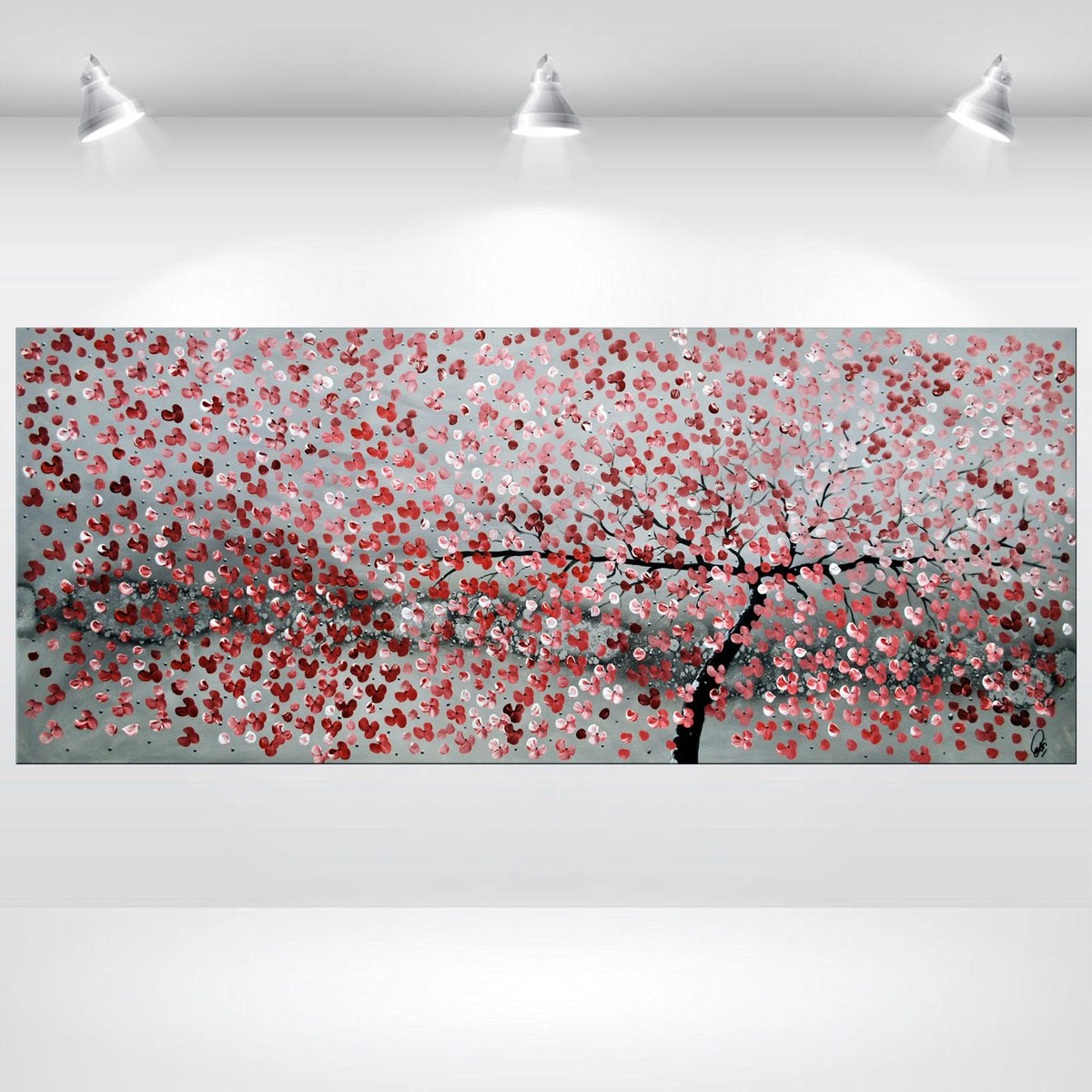 Blooming Tree - Supersize acrylic abstract painting cherry blossoms nature painting canvas wall art