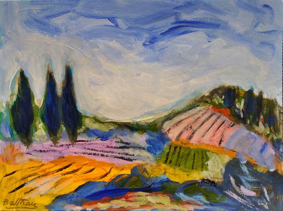 la colline aux 3 cyprès/21x28cm-8,3x11,02 in / 2018