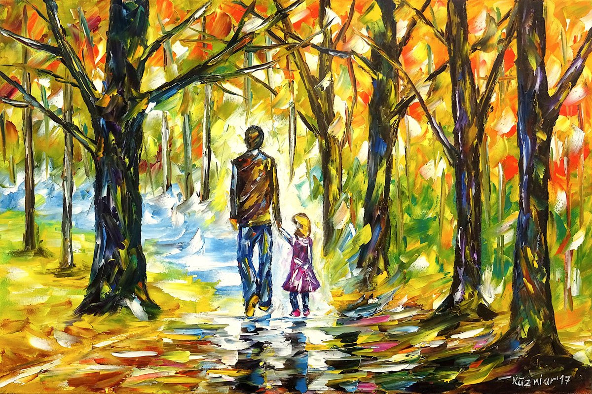 Father With Daughter By Mirek Kuzniar, 24 X 16, Artwork For Sale On Artfinder