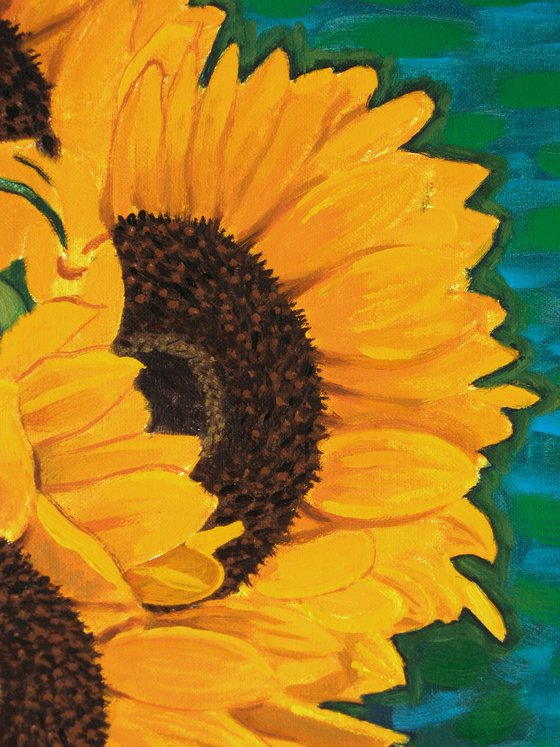 Sunflowers against Green