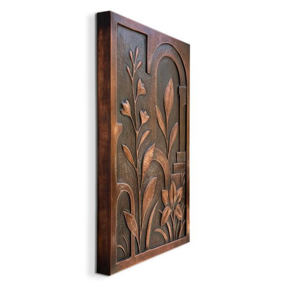 "Copper Botanica" Metal Wall Relief