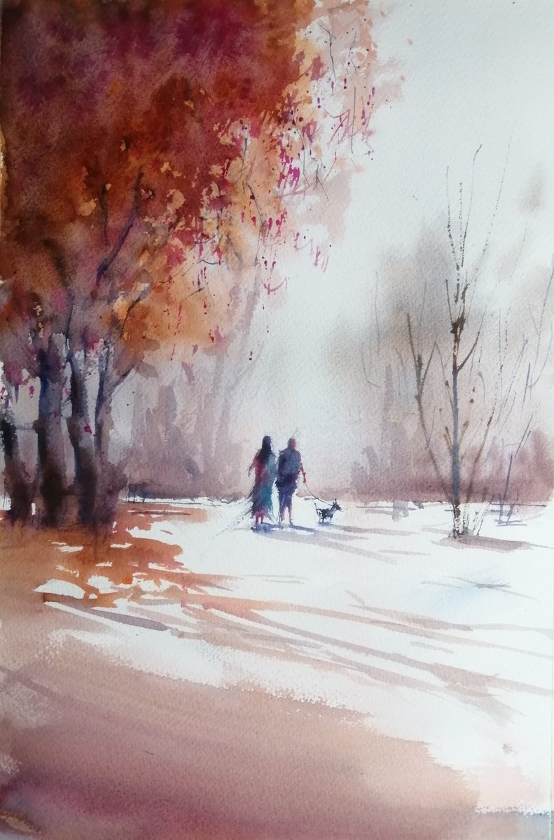 Impressionistic Watercolour , Countryside Landscape 26 By Giorgio Gosti, 14 X 21, Artwork For Sale On Artfinder