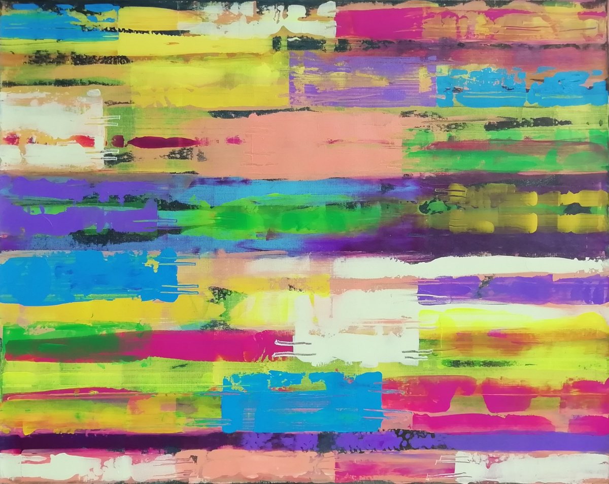 Organic Abstract Acrylic Painting By Francisco Santos, 39 X 31, Stimulus 1, Original Artwork