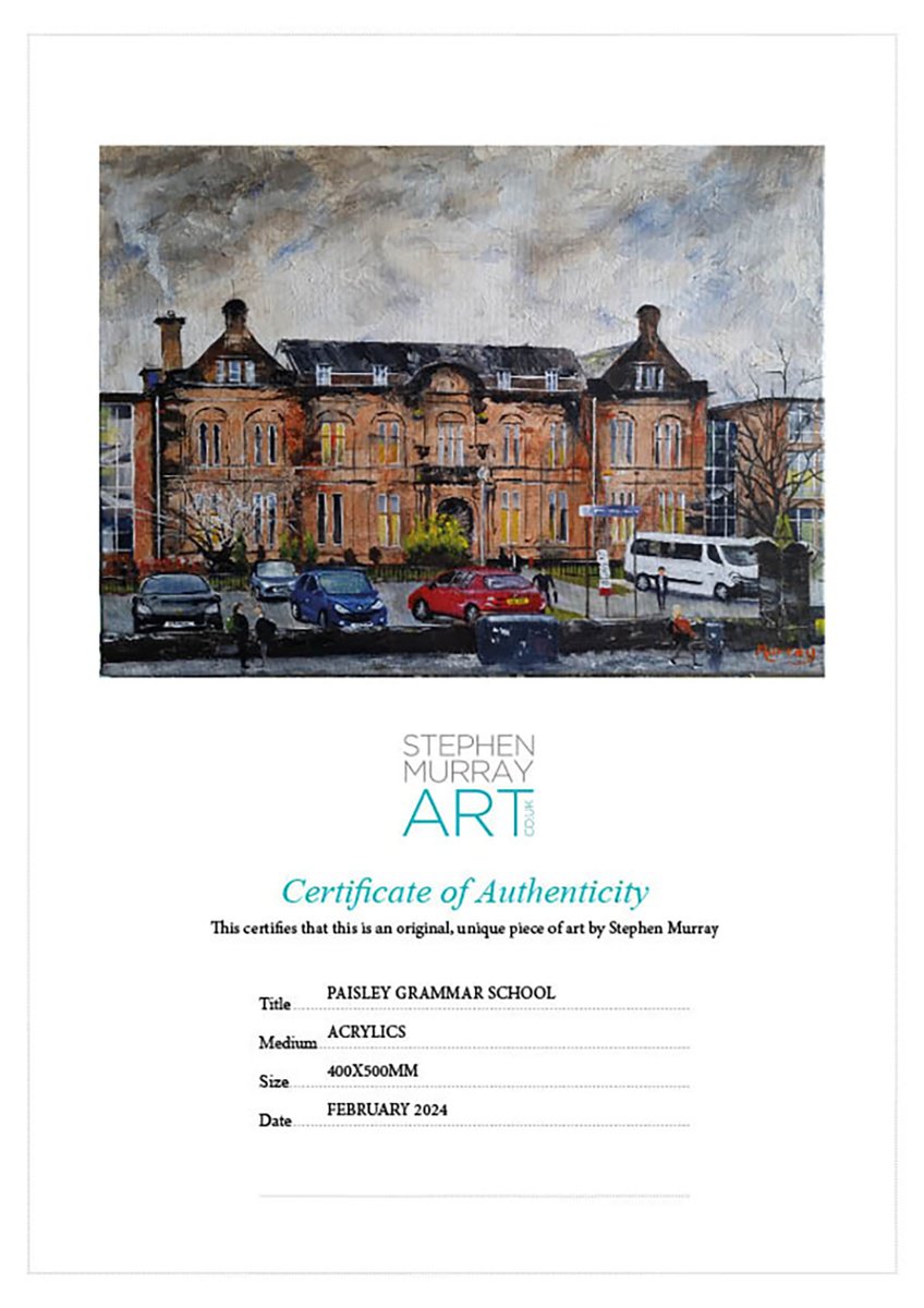 Cityscapes Acrylic Painting By Stephen Murray, 20 X 16", Paisley Grammar School, Original Artwork