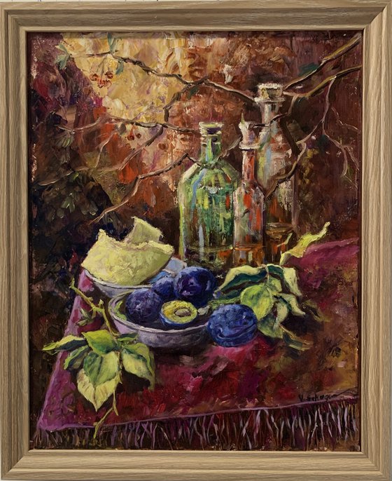 Vintage Bottles & Plums.