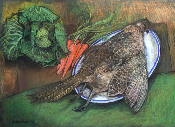 Pheasant and cabbage still life