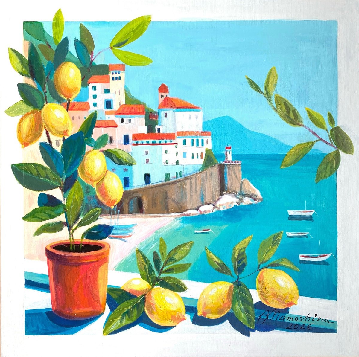 A View With Lemons By Anastasia Mamoshina, 16 X 16, Artwork For Sale On Artfinder