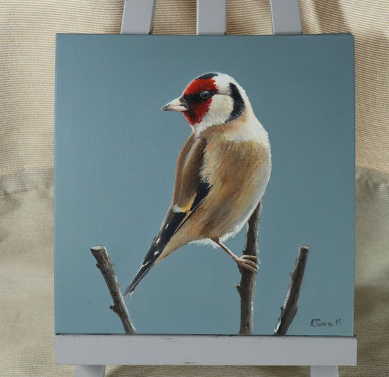 Goldfinch Painting, Bird Artwork, Animal Art Framed