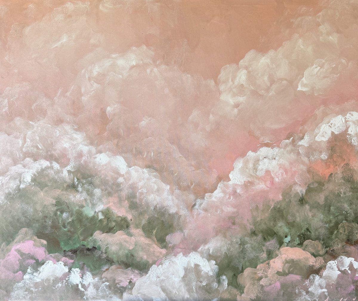 Abstract Landscape Acrylic Painting By Ivana Gigovic, 47 X 39, Blush Meadow, Original Artwork