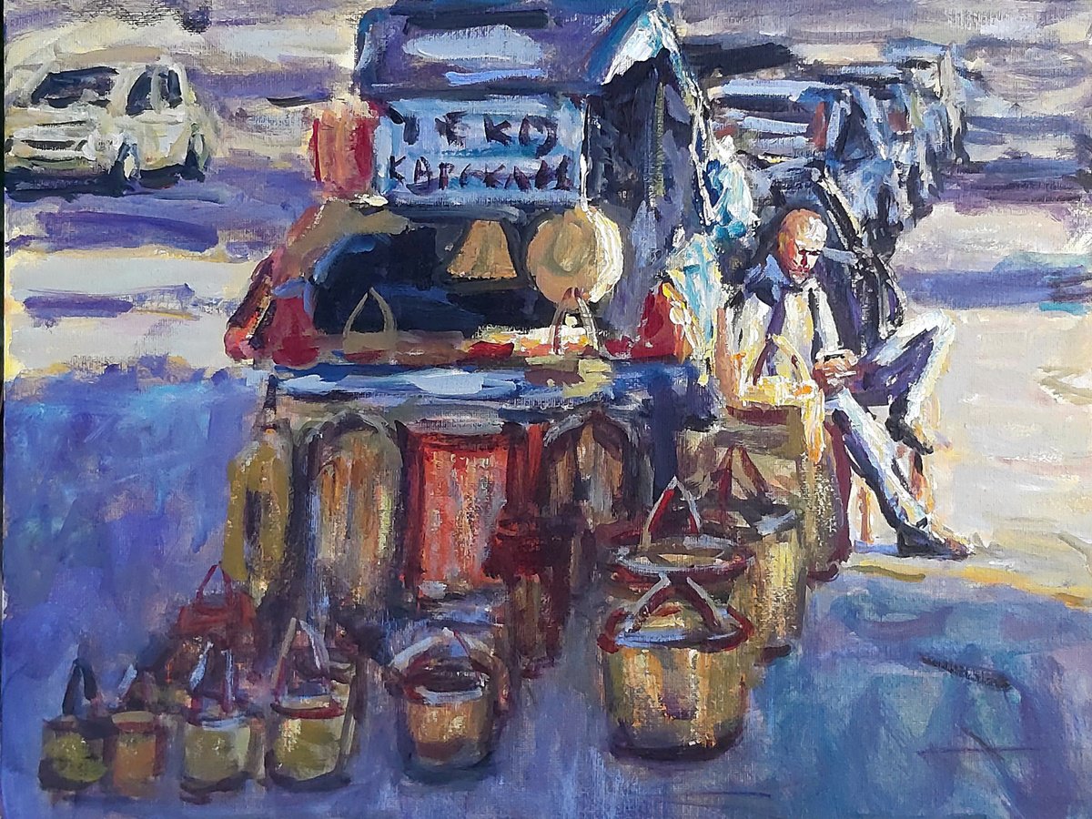  The Seller By Dimitris Voyiazoglou, 18 X 14, Artwork For Sale On Artfinder