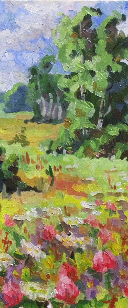 Summer day landscape painting by Kateryna Bortsova