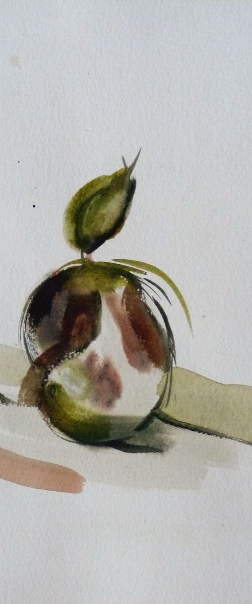 Still Life #6: Apple, 21x29 cm by Frederic Belaubre