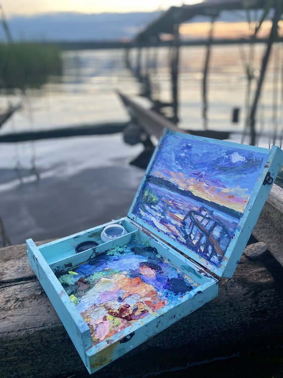 "Sunset in the Volga river"