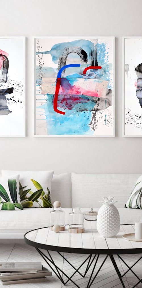 Believe And Act Triptych by Poovi Art