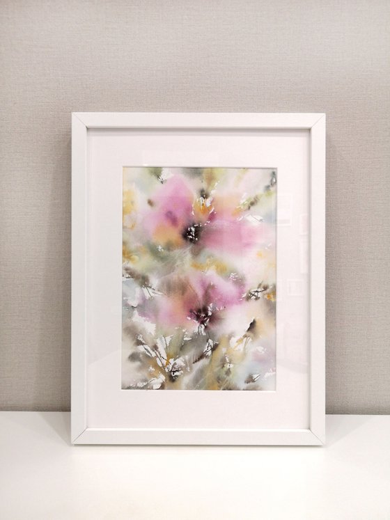 Pastel color floral painting Flower secret