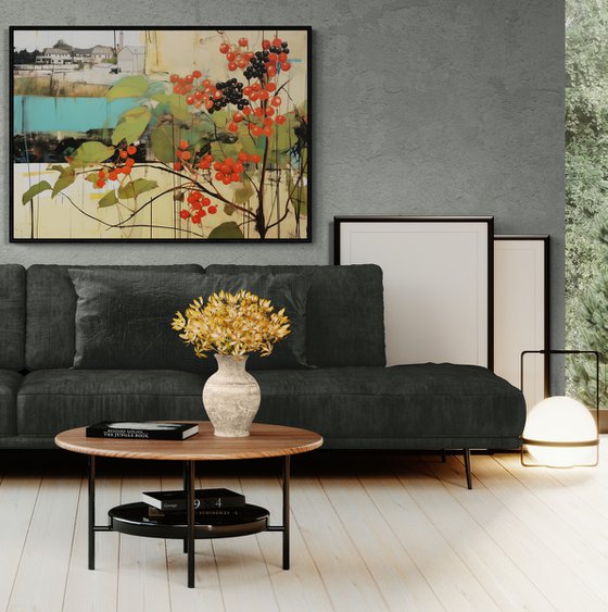 Red viburnum on a green glade #5