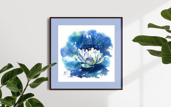 Original watercolor painting "Lotus - the flower of life"