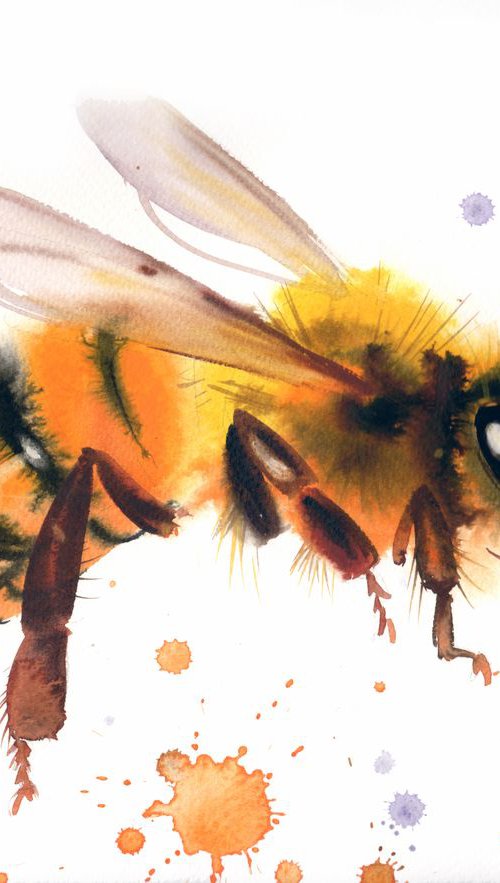 Bee #2 - Bee watercolor painti by Olga Beliaeva Watercolour