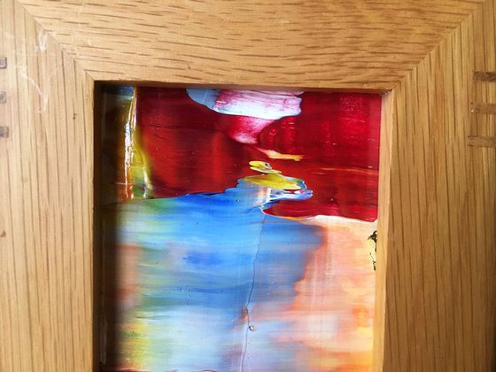 "Sunrise To Sunset" -  Original PMS Micro Painting On Glass, Framed - 6 x 7.5 inches