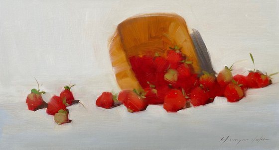 Strawberries, Original oil painting, Handmade artwork, One of a kind