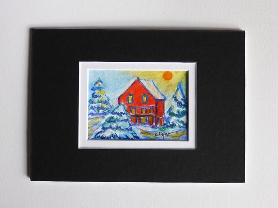 Winter cottage (ACEO with Mat)