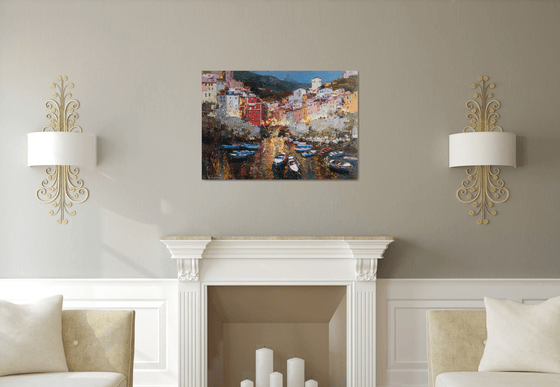 Riomaggiore, Cinque terre - Italian Landscape painting