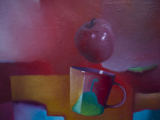 Still life - Recurrence. Apple, Pear, Cup 1