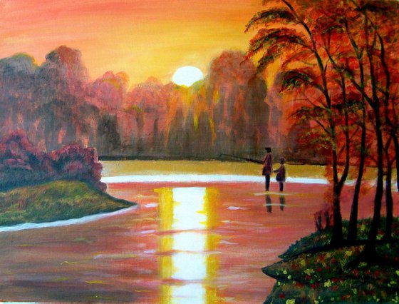 Gone Fishing - A father and son on a fishing trip-Giftart