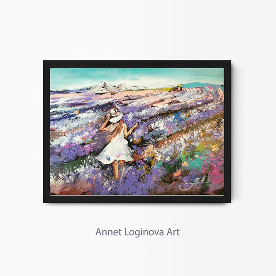 Landscape Painting, Tuscany Painting Lavender Original