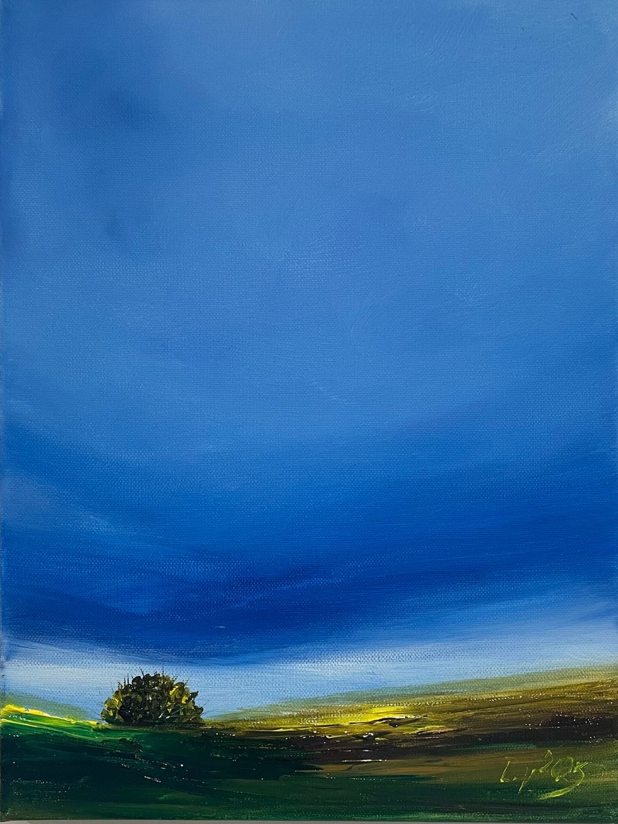 Impressionistic Landscape Acrylic Painting By Timea Valsami, 12 X 16", Green Escape Ii, Original Artwork