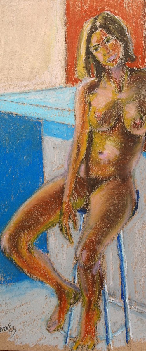 Female Figure 1 Oil Pastel Sketch by Juri Semjonov