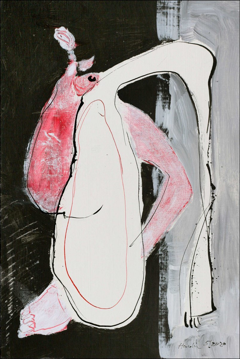 Portrait Acrylic Painting By Jiri Havlik, 12 X 18, Monday Night, Original Artwork