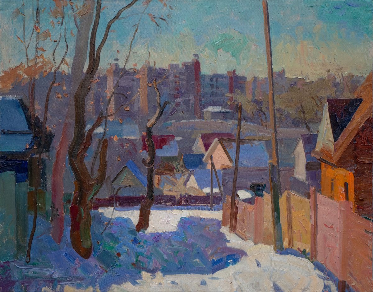 Winter On Volodymyrska Street By Victor Onyshchenko, 28 X 22, Artwork For Sale On Artfinder
