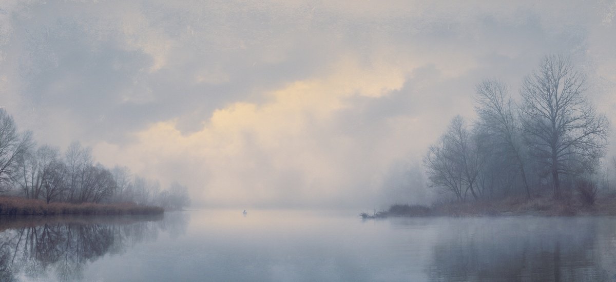 Impressionistic Landscape Photograph By Valerix, 47 X 22", In The Morning Haze., Original Artwork