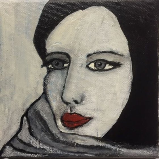 Girl portrait III. - mixed media painting