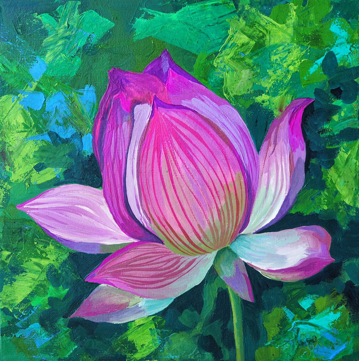 Lotus lily Gouache painting by Delnara El | Artfinder