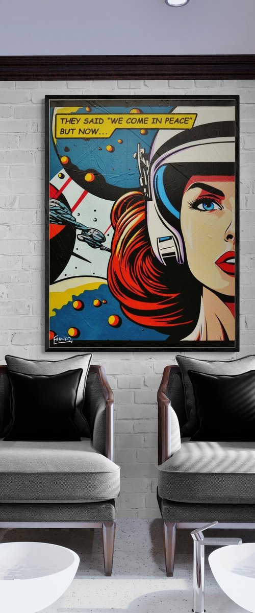 But Now... 75cm x 100cm Textured Urban Pop Art by Franko