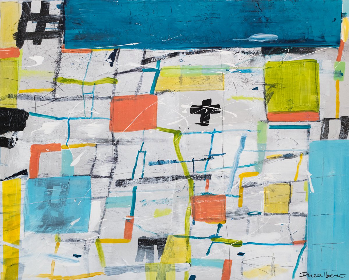 Geometric Painting , Streets 05 By Duealberi, 39 X 31, Artwork For Sale On Artfinder