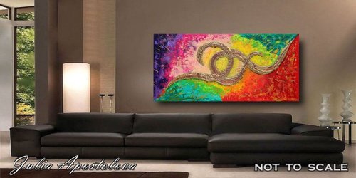 Abstract Painting, Original Contemporary Painting, Huge Abstract Art, New Media, 3D Sculpting, Relief Modern Painting ''Colorful Connection'' by Julia Apostolova