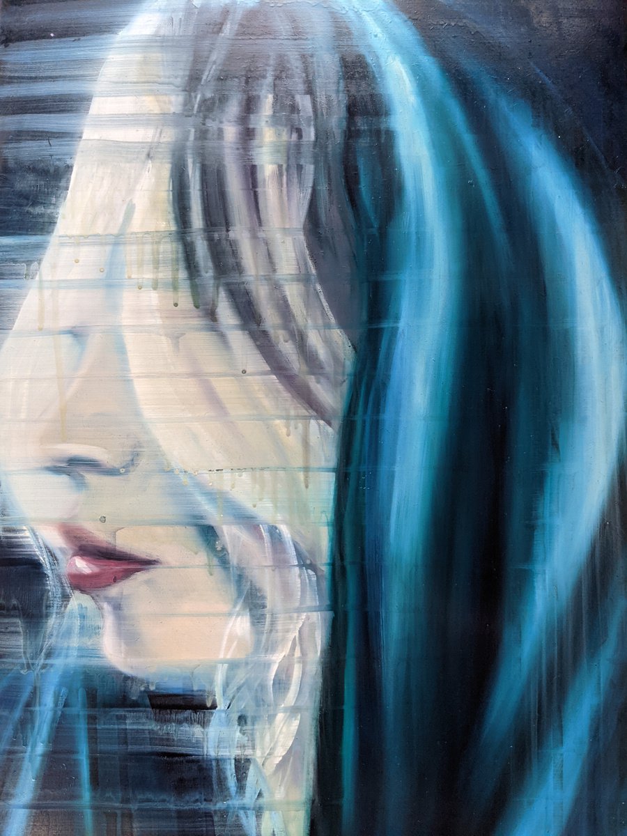 Expressive Portrait Oil Painting By Dianne Bowell, 13 X 22, Resurgent Muse, Original Artwork