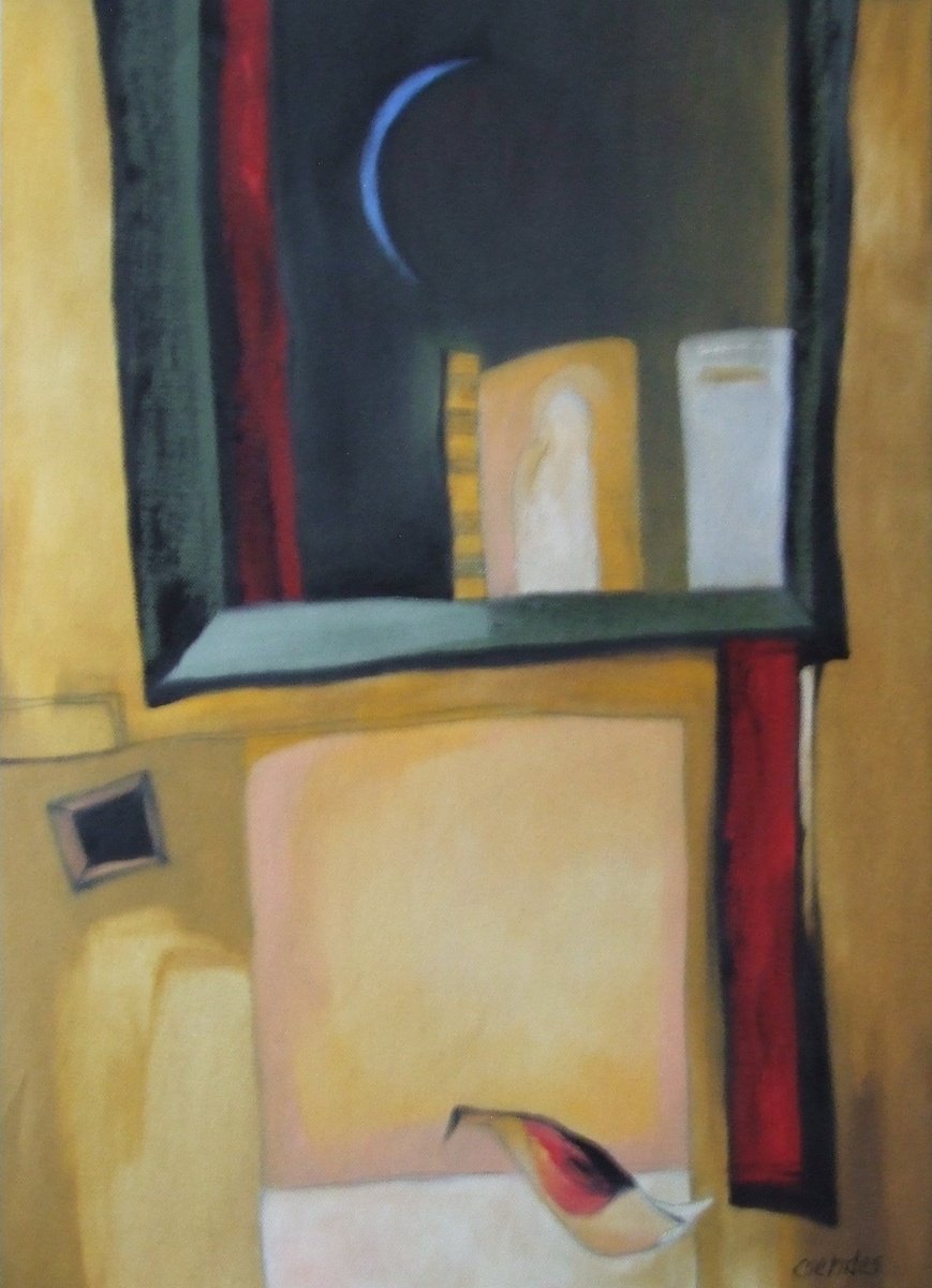 Abstract Oil Painting By Csaba Csendes, 17 X 24, Nostalgie, Original Artwork