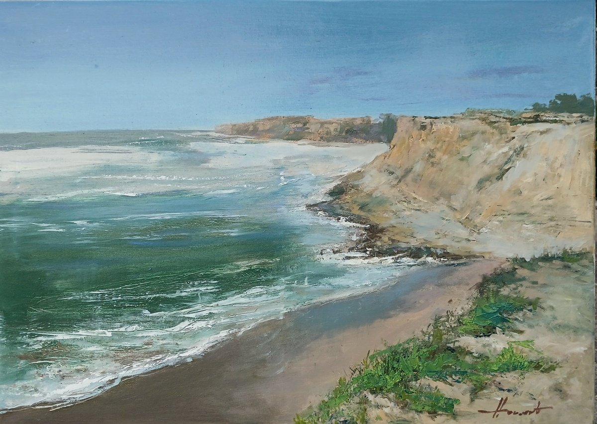 Expressive Oil Painting , Breath Of The Ocean. Breathing Shore By Hovart, 28 X 20, Artwork For Sale On Artfinder