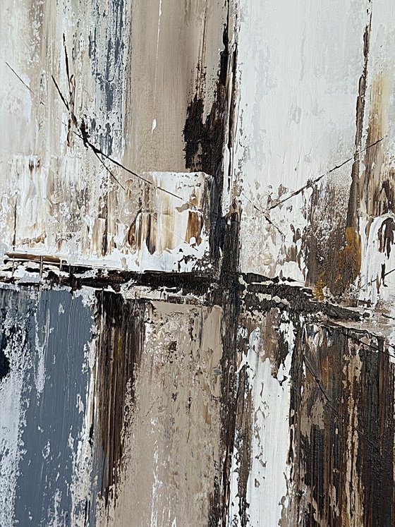 Parallel Ground.Neutral Abstract Diptych