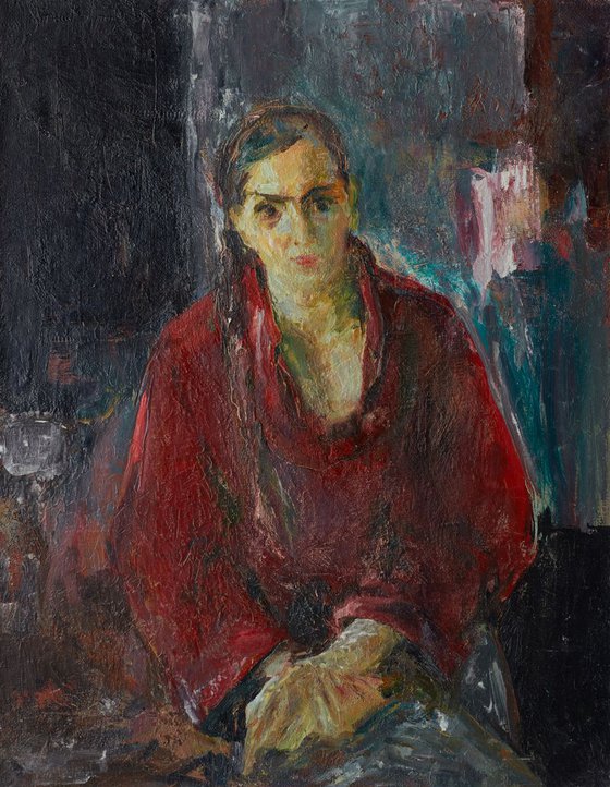 Alenka (Portrait in Red), 96x74cm